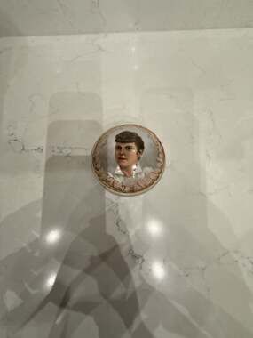 Vintage Hand Painted Nippon Porcelain Vanity Hair Receiver Jar Portrait